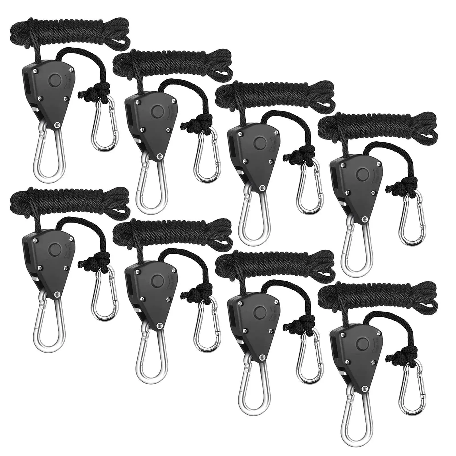 4/8/10pcs Pulley Ratchets Heavy Duty Rope Clip Hanger Adjustable Lifting Pulley Lanyard Hanger Boat Bow Rope Lock Tie Down Strap