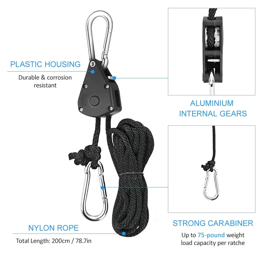 4/8/10pcs Pulley Ratchets Heavy Duty Rope Clip Hanger Adjustable Lifting Pulley Lanyard Hanger Boat Bow Rope Lock Tie Down Strap