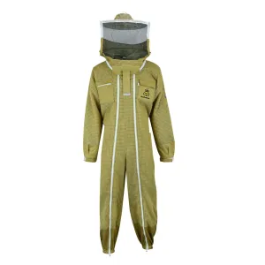 Advanced 3-Layer Ultra Ventilated Beekeeping Pilot Suit with Round Veil | Breathable Sting-Proof Protection | Khaki