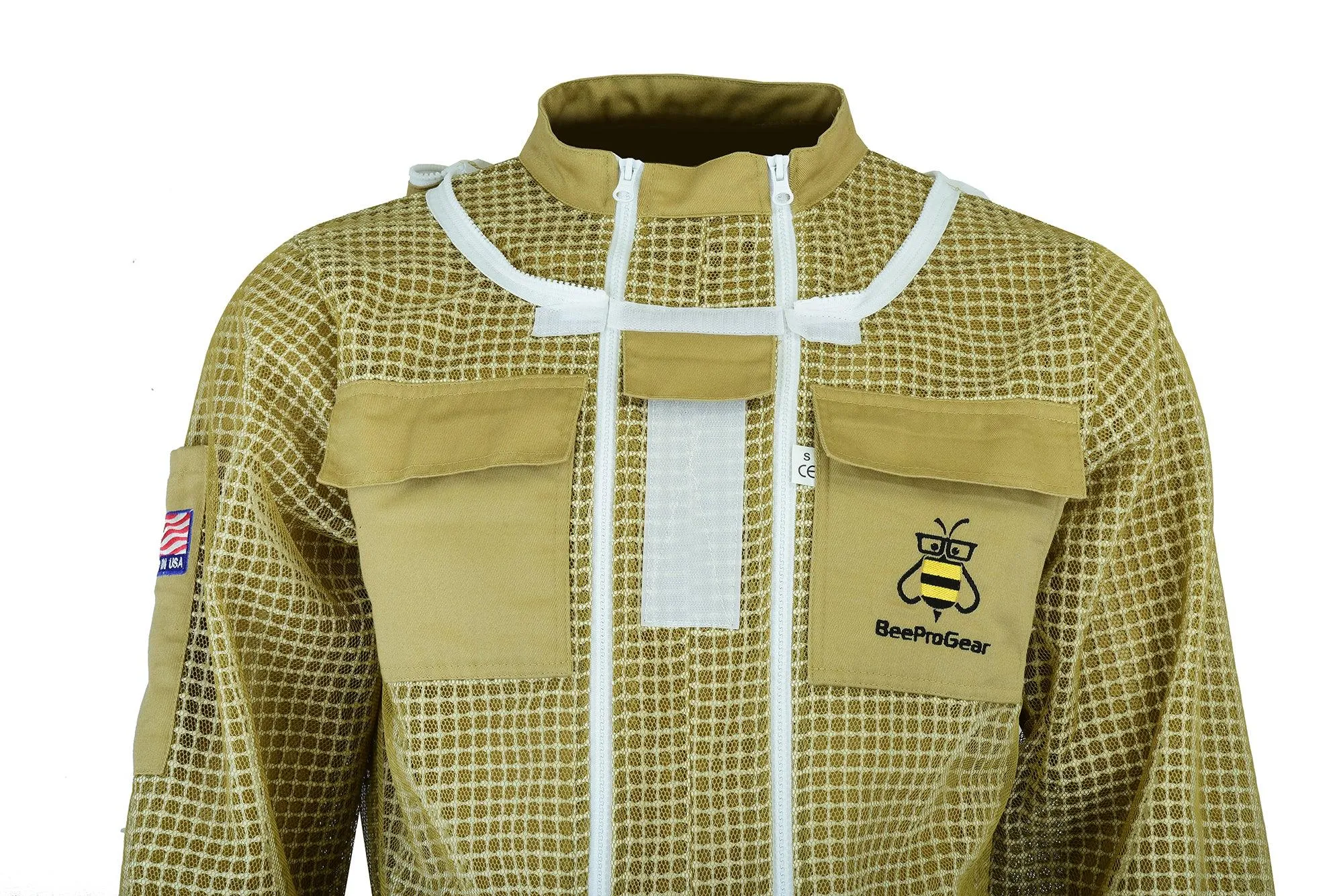 Advanced 3-Layer Ultra Ventilated Beekeeping Pilot Suit with Round Veil | Breathable Sting-Proof Protection | Khaki