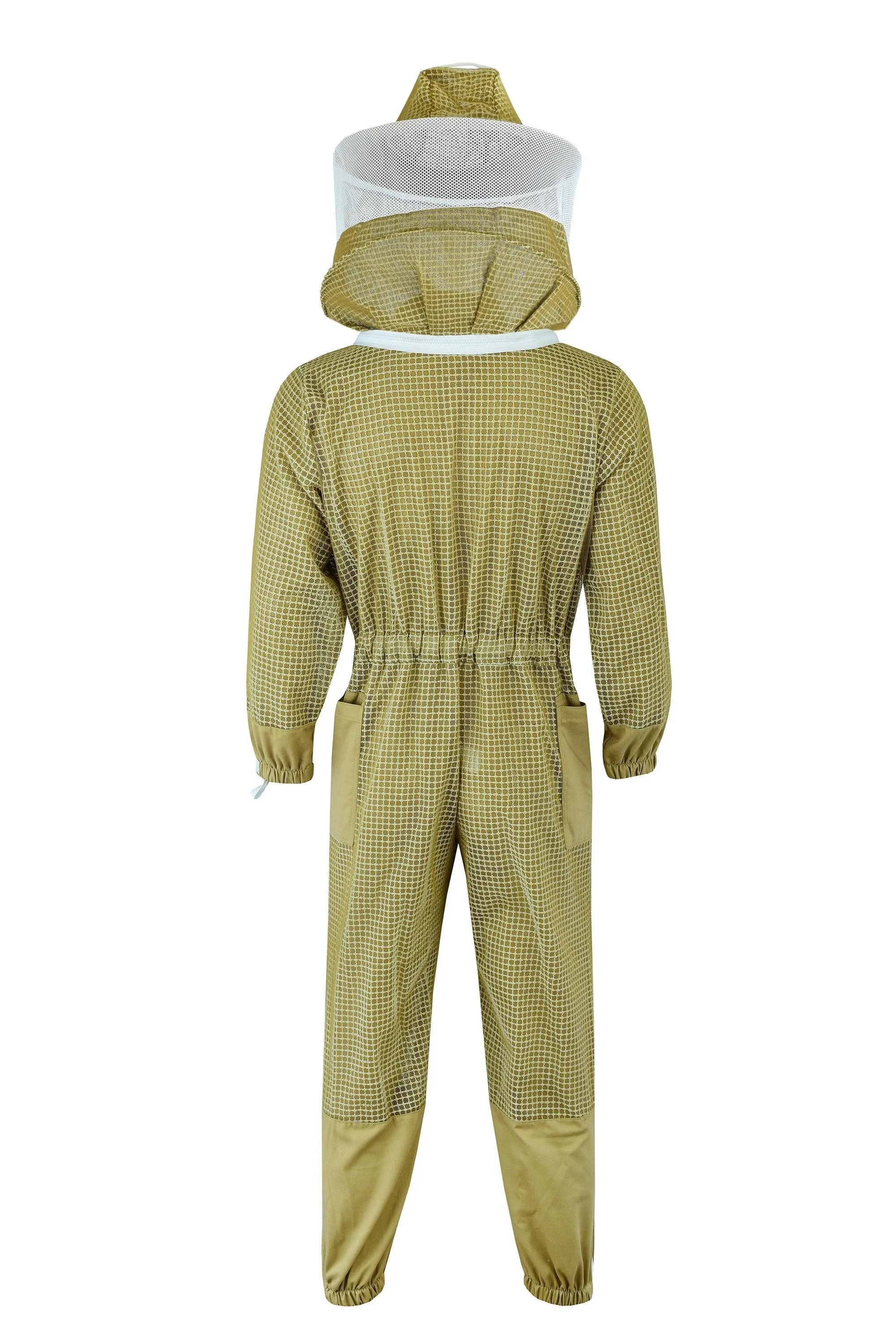 Advanced 3-Layer Ultra Ventilated Beekeeping Pilot Suit with Round Veil | Breathable Sting-Proof Protection | Khaki