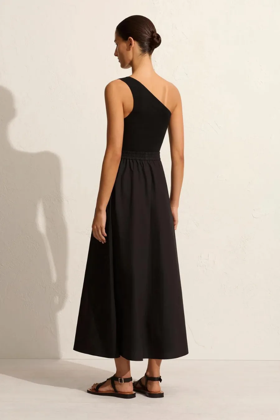 Asymmetric Knit Tank Black