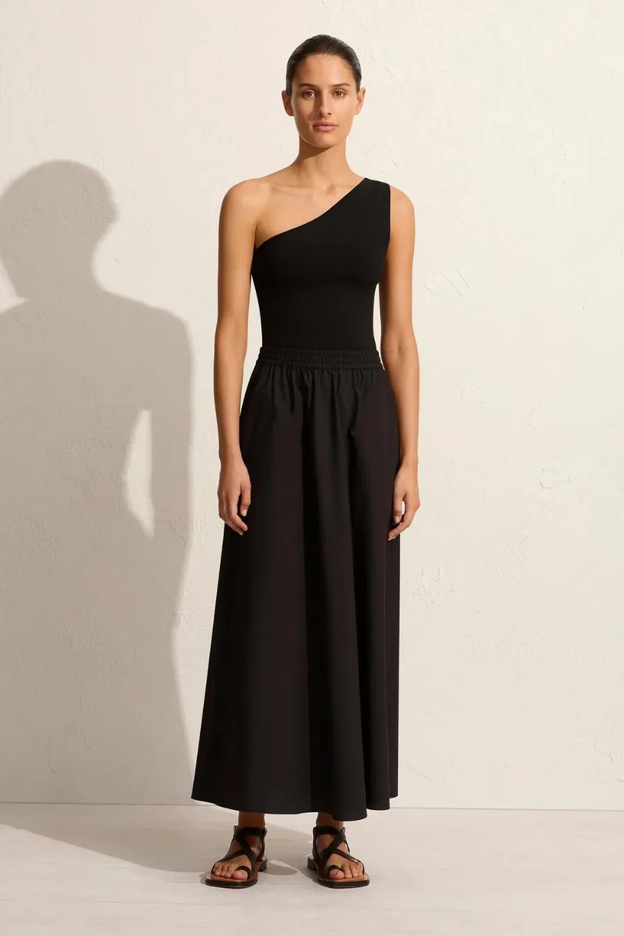Asymmetric Knit Tank Black