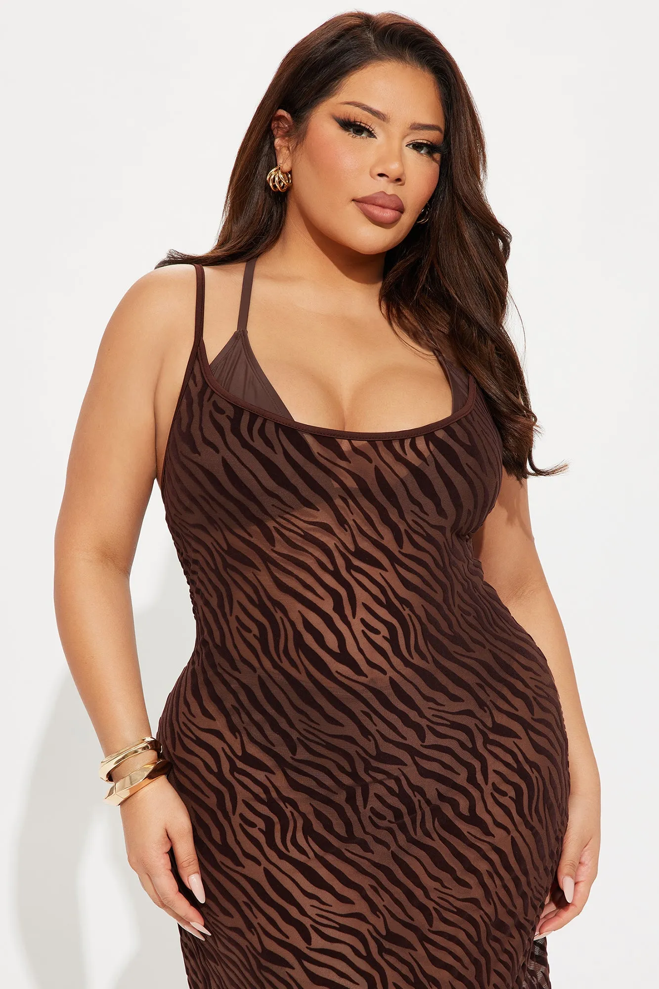 Ayesha Mesh Cover Up Maxi Dress - Mocha