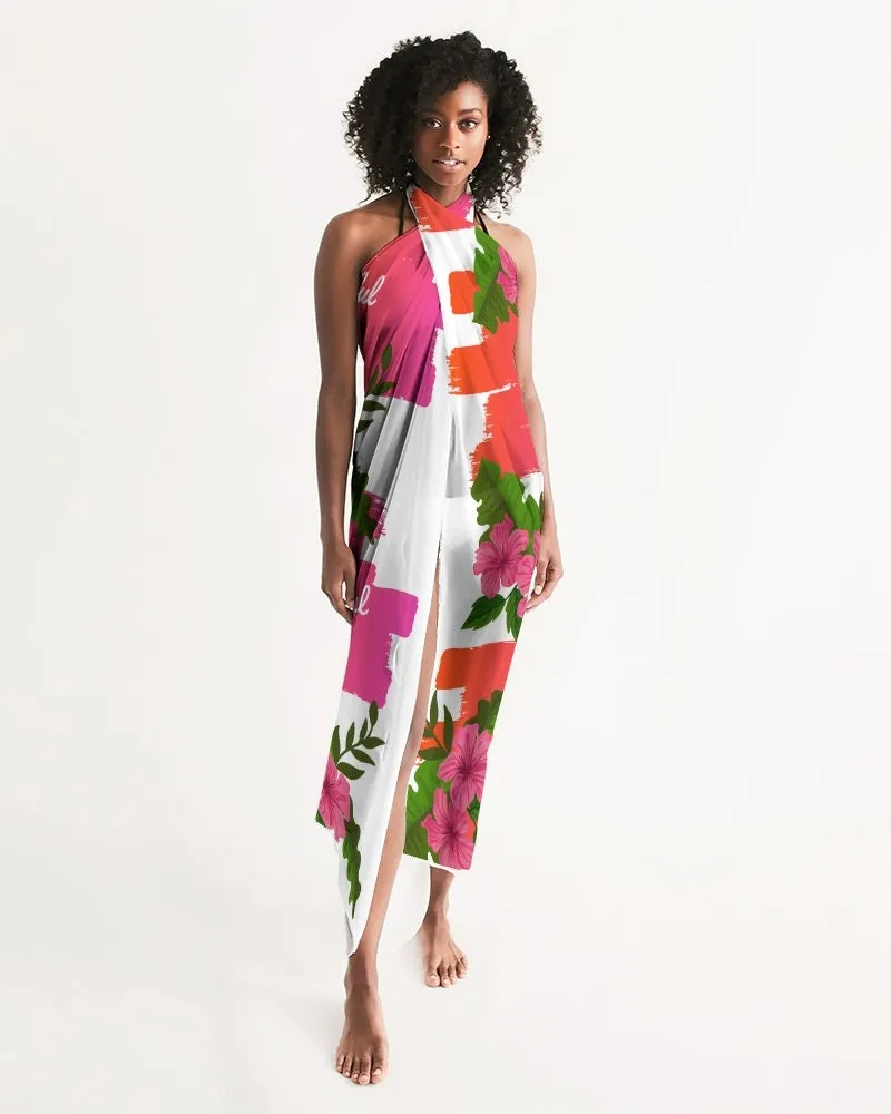 Beautiful Graphic Print Pink Hibiscus Swimsuit Cover-up