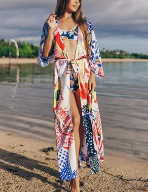 Belt Bikini Swimsuit Kimono CoverUp