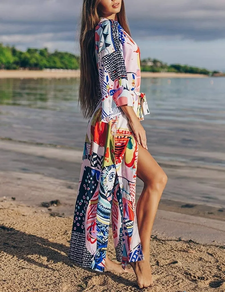 Belt Bikini Swimsuit Kimono CoverUp