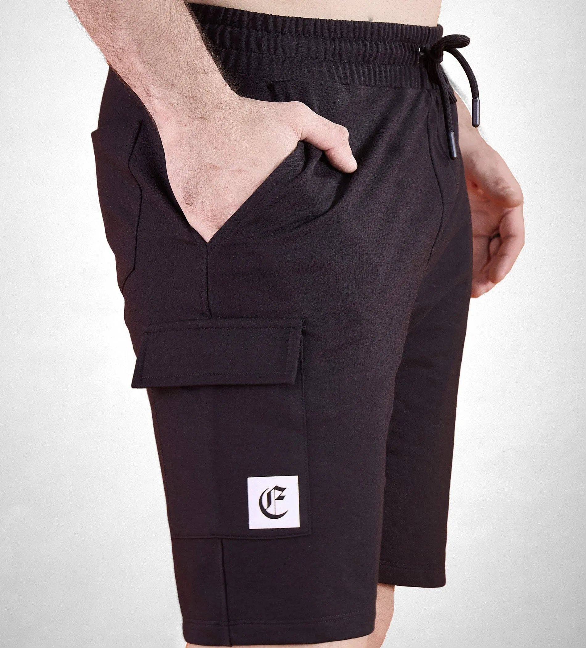 Black Bold Emblem Shorts For Men