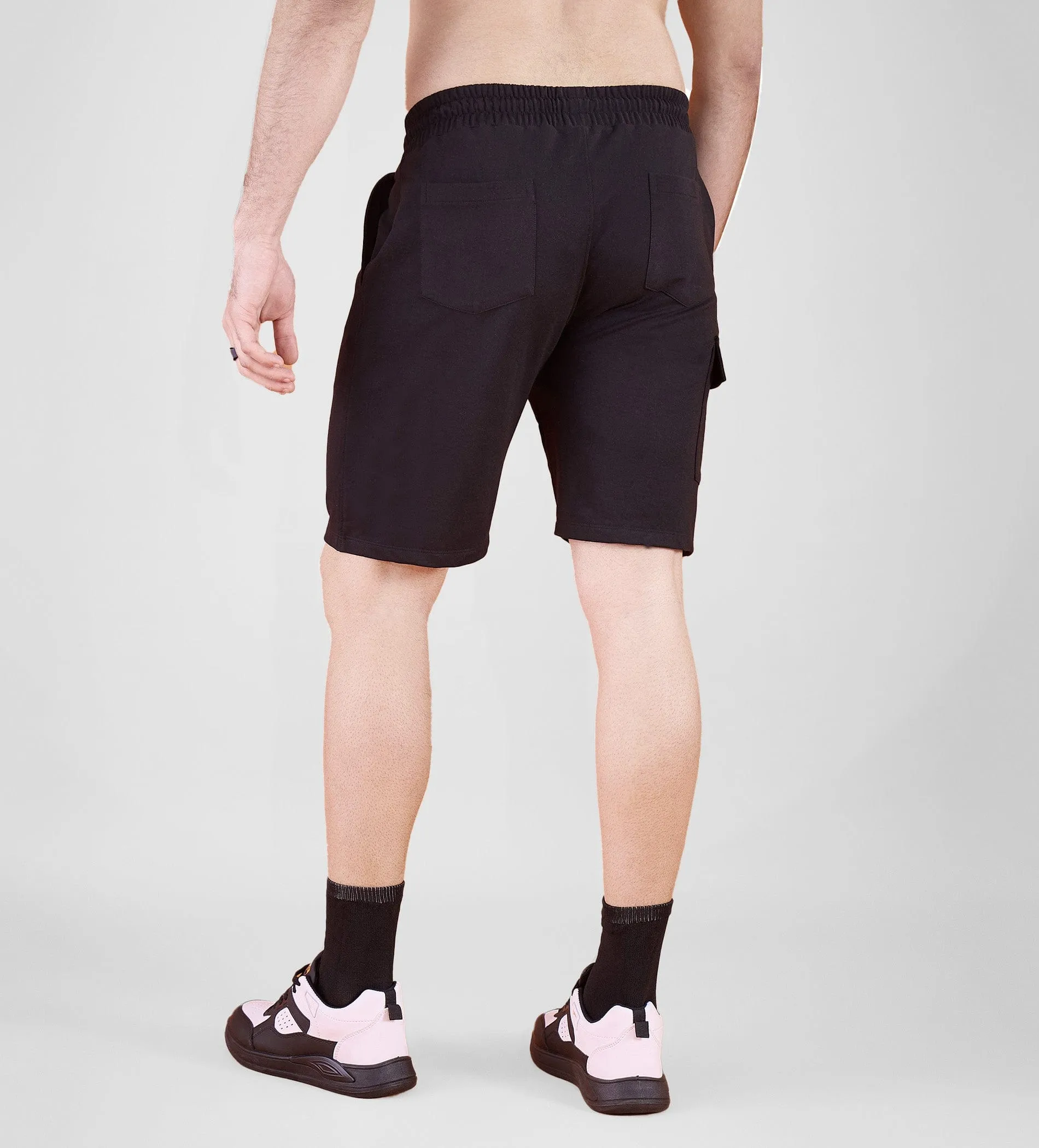 Black Bold Emblem Shorts For Men
