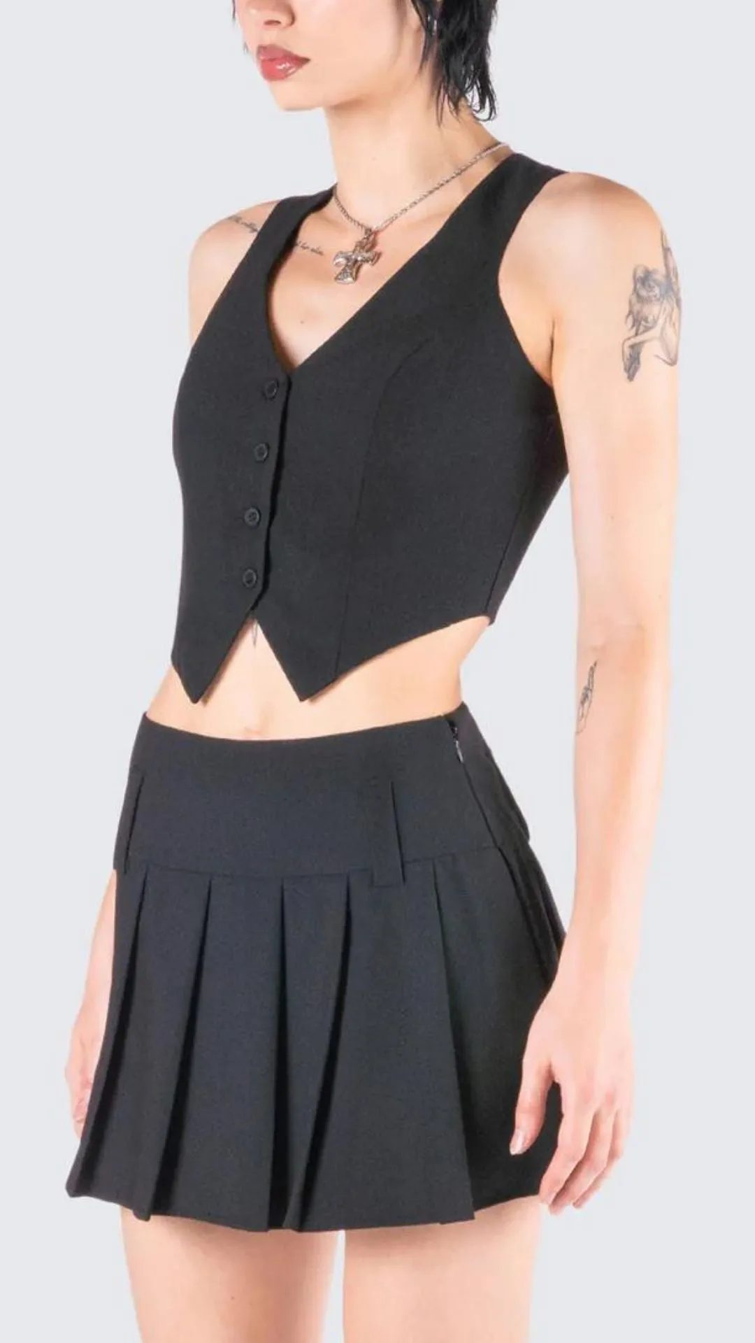 Black Crop Waistcoat