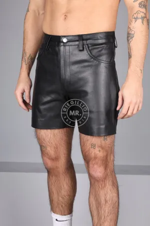 Black Leather 5 Pocket Short