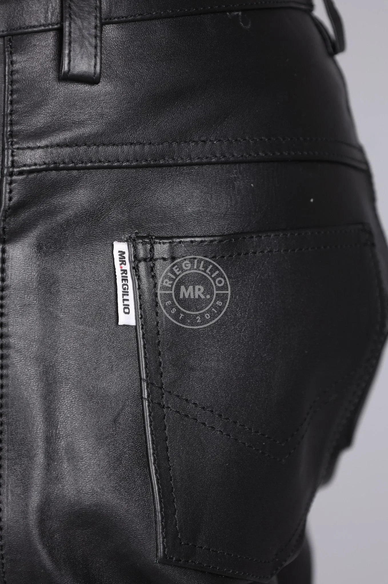 Black Leather 5 Pocket Short