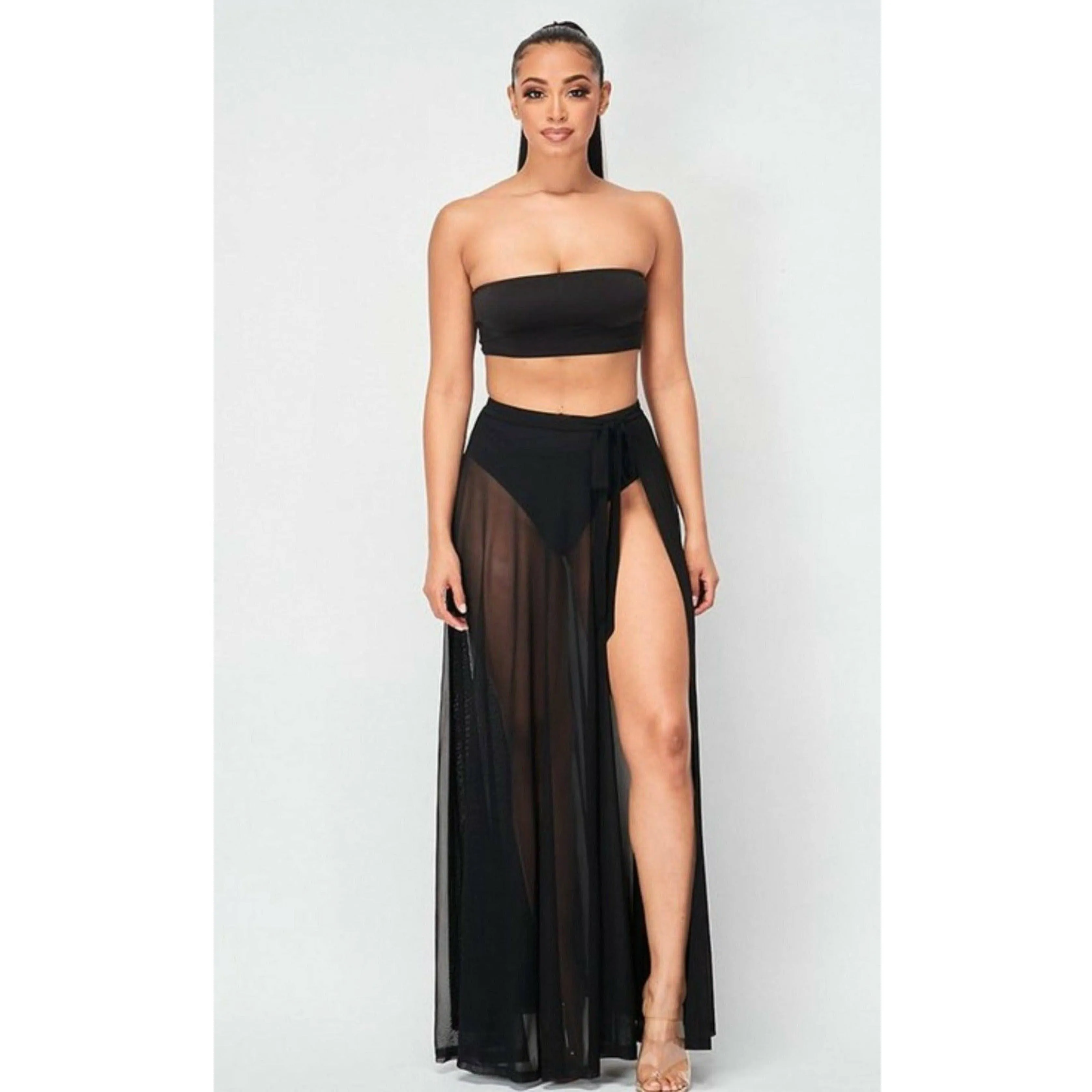 Black Mesh Wrap Cover-up
