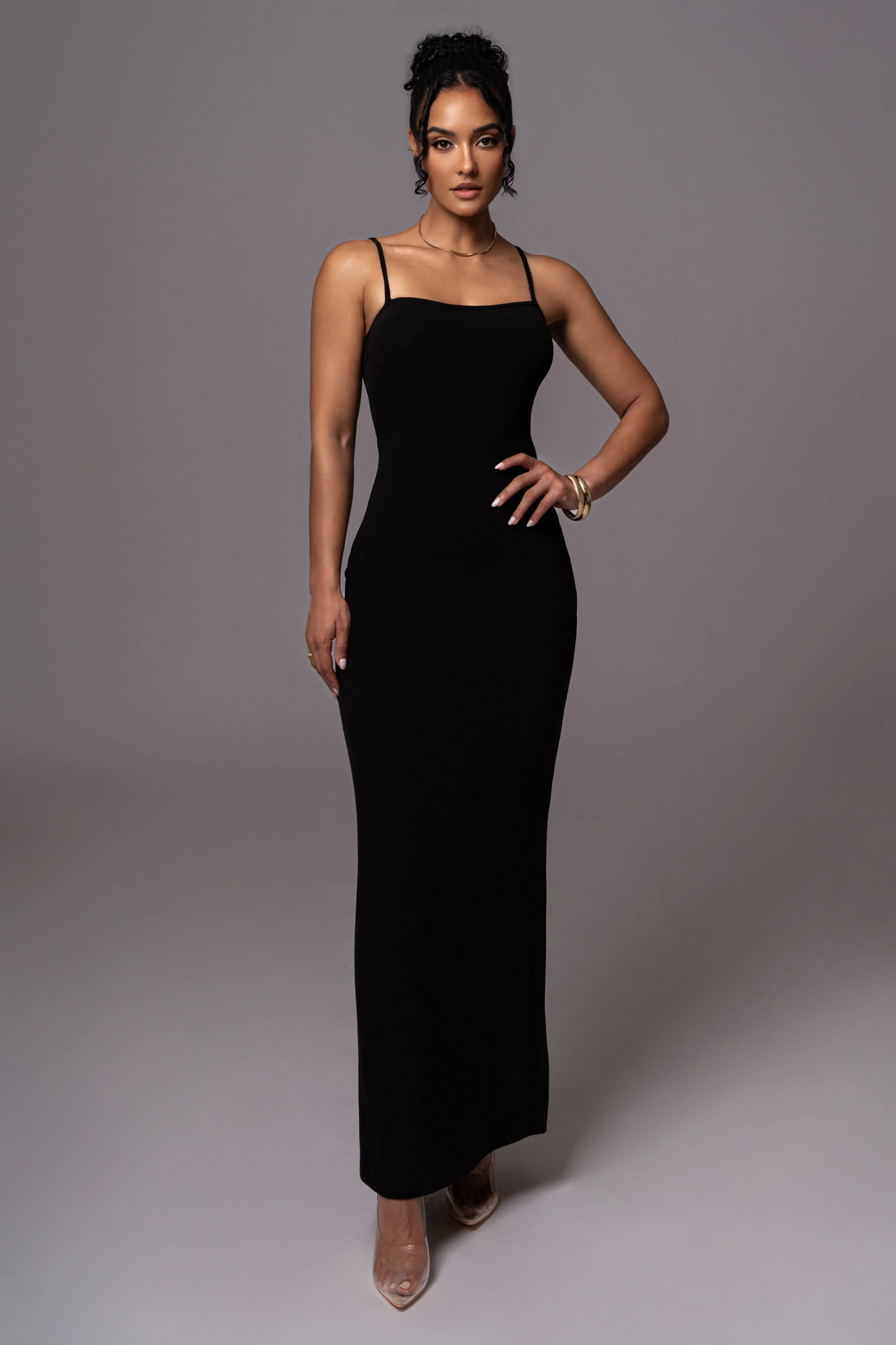 Black Smooth Simplicity Maxi Dress
