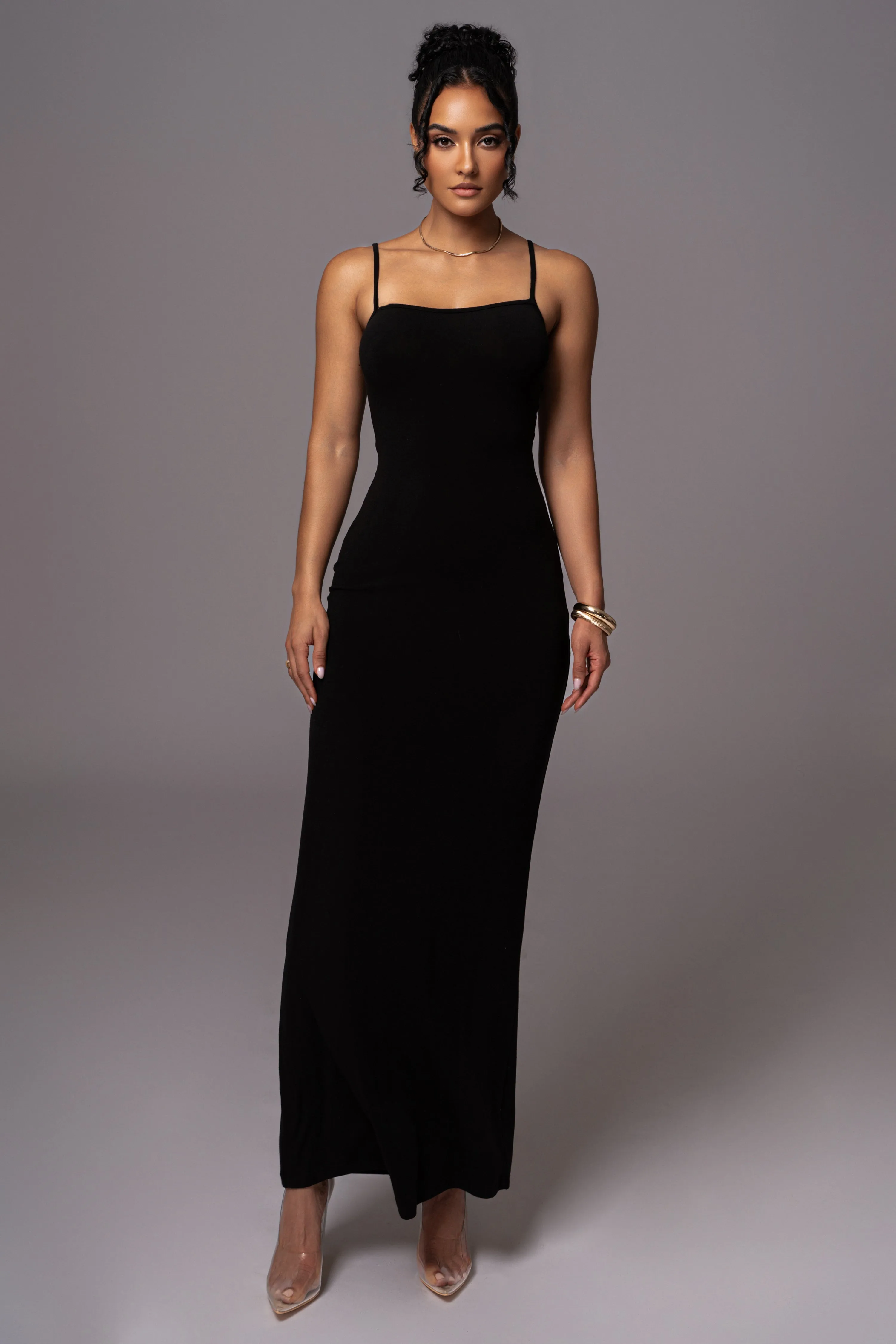 Black Smooth Simplicity Maxi Dress