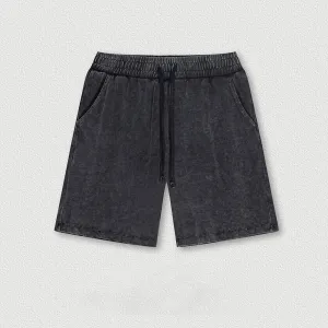 Black Vintage Washed Casual Sports Shorts