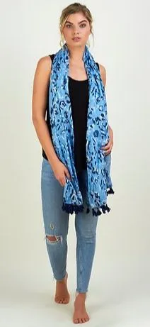Blue Leopard Scarf