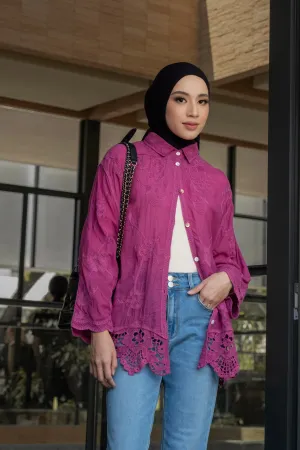 Bowly Blouse - Fuchsia - Atasan Blouse Motif Bunga