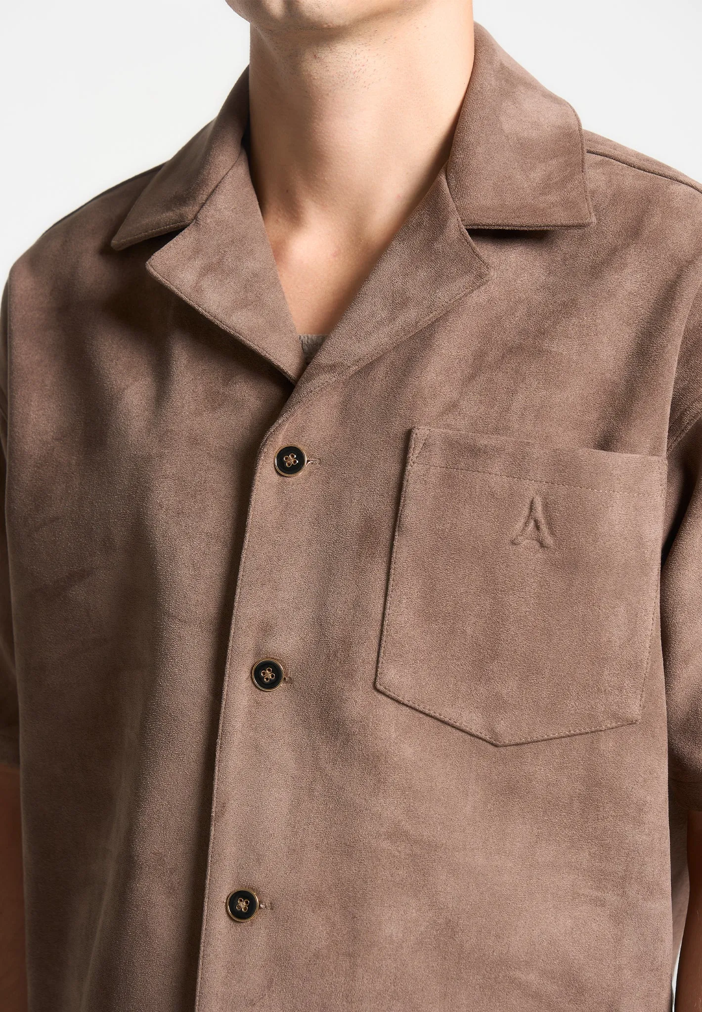 Boxy Suede Shirt - Brown