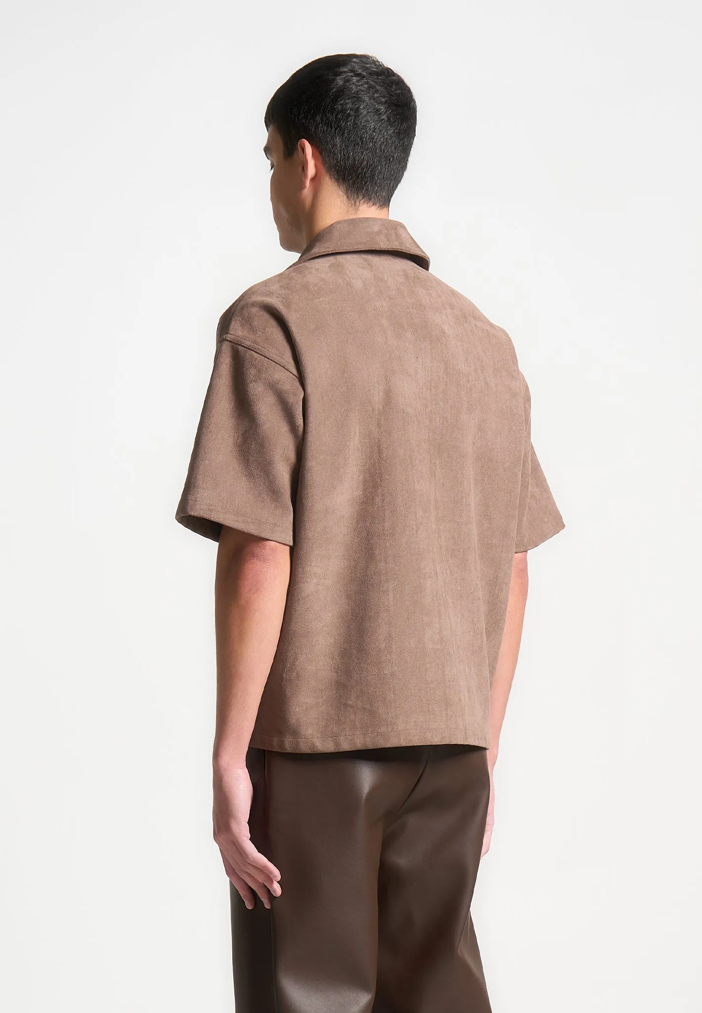 Boxy Suede Shirt - Brown