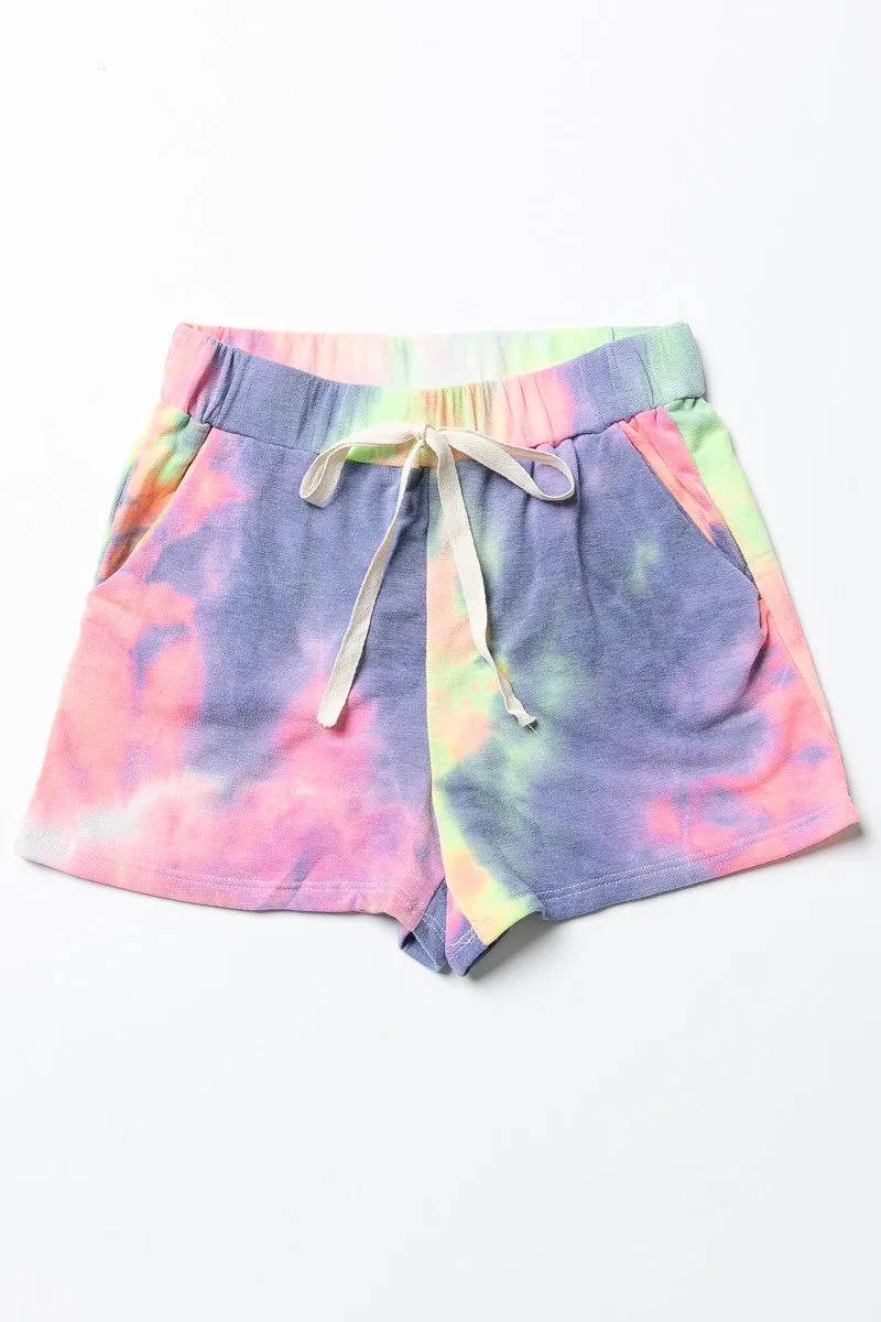 BP9001-26_1 | TIE DYE FRENCH TERRY CASUAL SHORTS