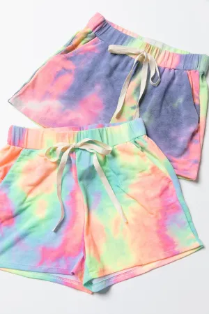 BP9001-26_1 | TIE DYE FRENCH TERRY CASUAL SHORTS