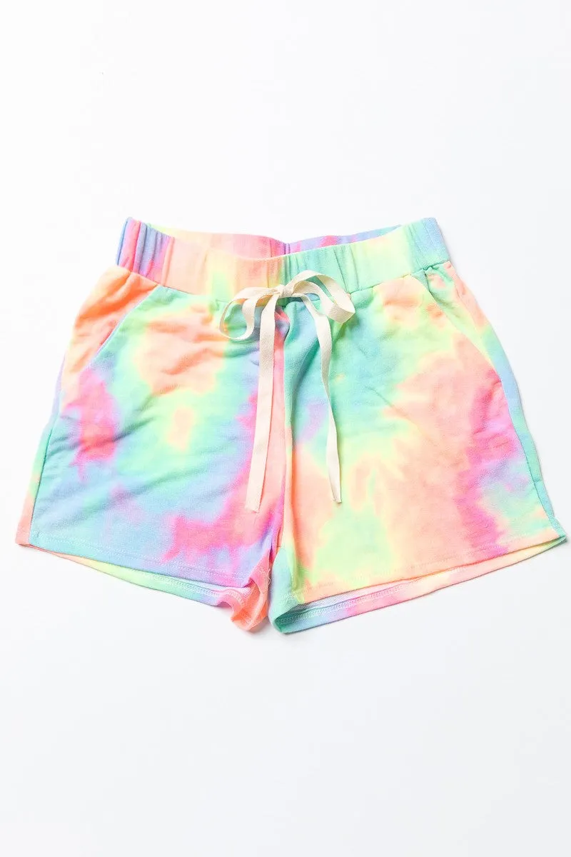 BP9001-26_1 | TIE DYE FRENCH TERRY CASUAL SHORTS