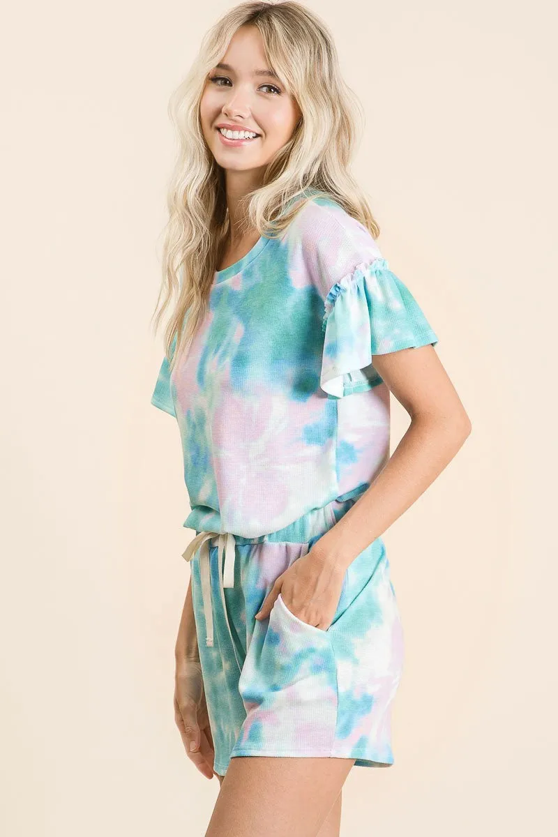 BP9001-72 | TIE DYE PRINT CASUAL SHORTS WITH TWILL