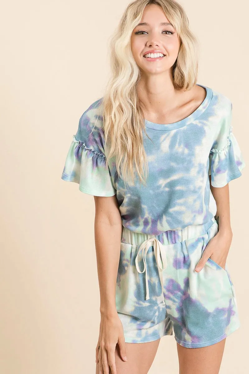 BP9001-72 | TIE DYE PRINT CASUAL SHORTS WITH TWILL