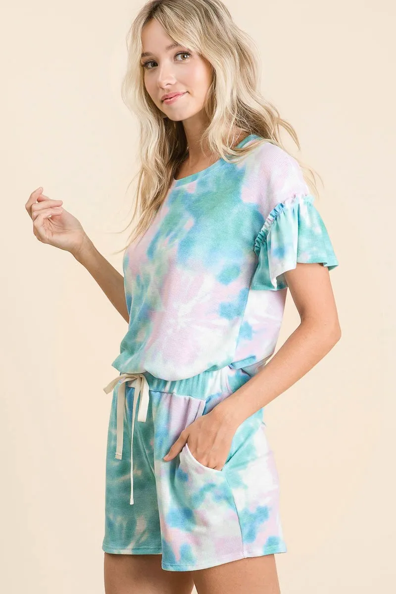 BP9001-72 | TIE DYE PRINT CASUAL SHORTS WITH TWILL