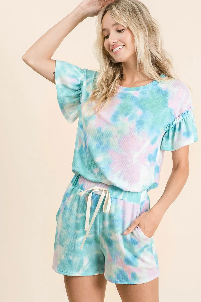 BP9001-72 | TIE DYE PRINT CASUAL SHORTS WITH TWILL