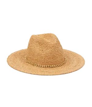 Braided Raffia Hat in Natural Gold
