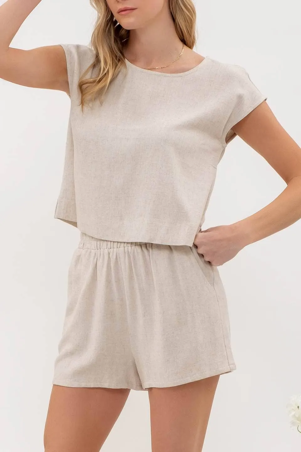 Calista Linen Blend Shorts Set