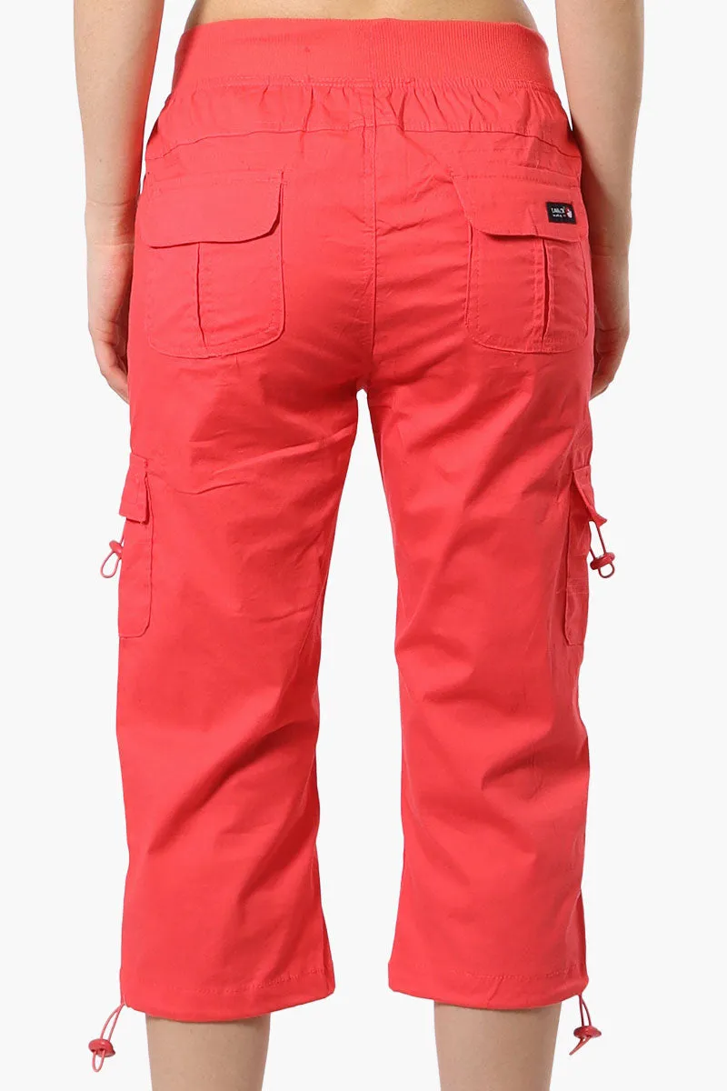 Canada Weather Gear Bungee Waist Cargo Capris - Coral