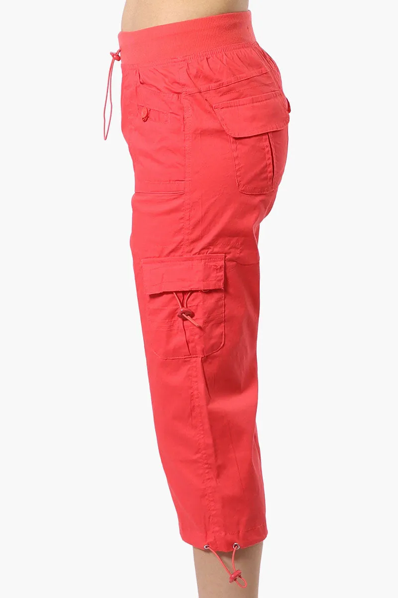 Canada Weather Gear Bungee Waist Cargo Capris - Coral