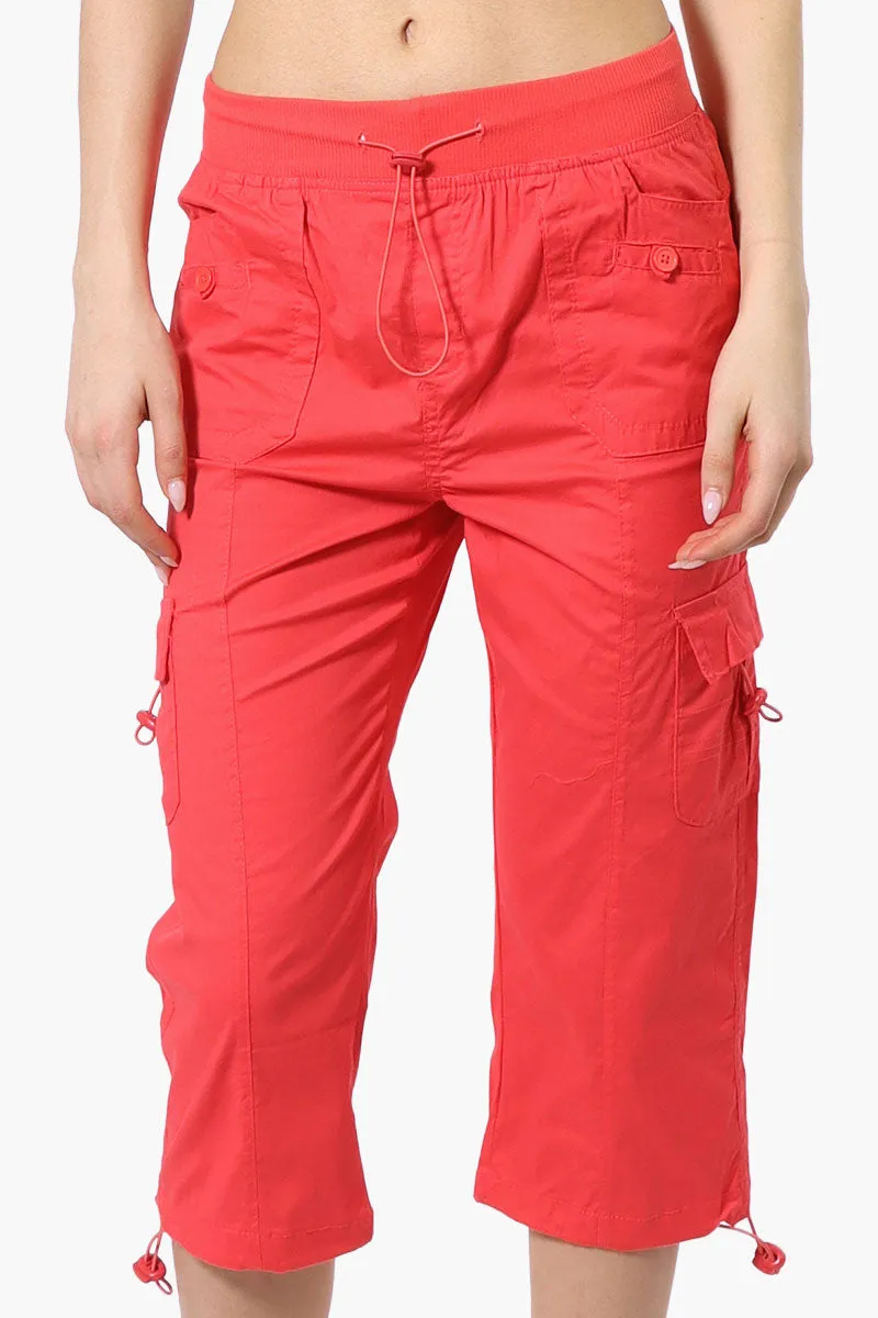 Canada Weather Gear Bungee Waist Cargo Capris - Coral