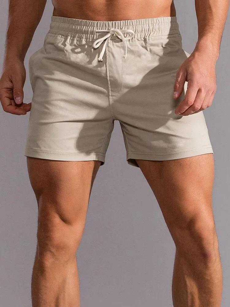 Casual Drawstring Plain Beach Shorts