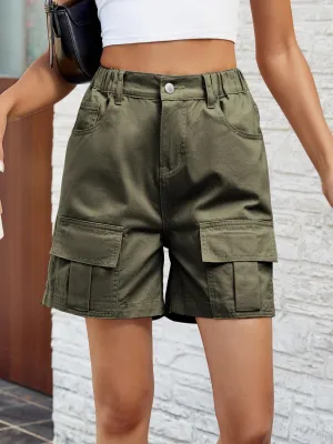 Casual Swag High Waist Denim Cargo Shorts