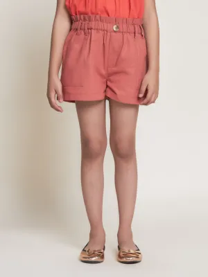 Cecilia Cotton Sheeting Girls Shorts - Brick