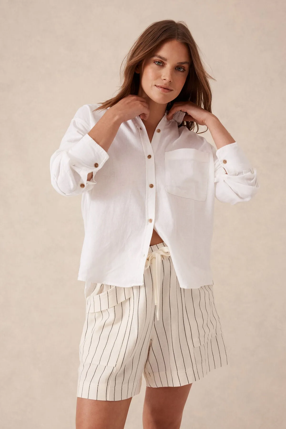 Ceres Life Relaxed Pocket Shirt - white