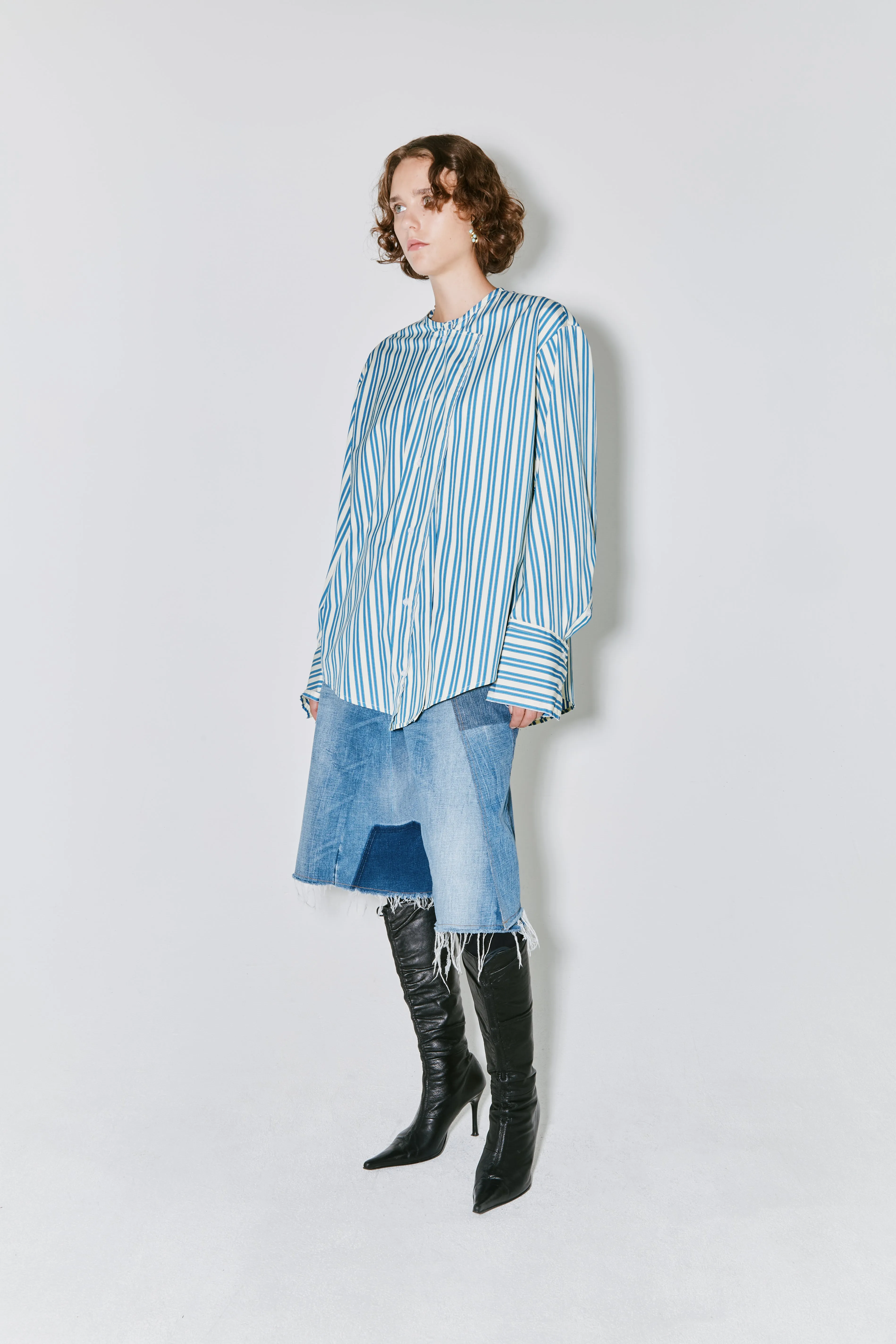 CHAIM shirt light yellow and blue stripes