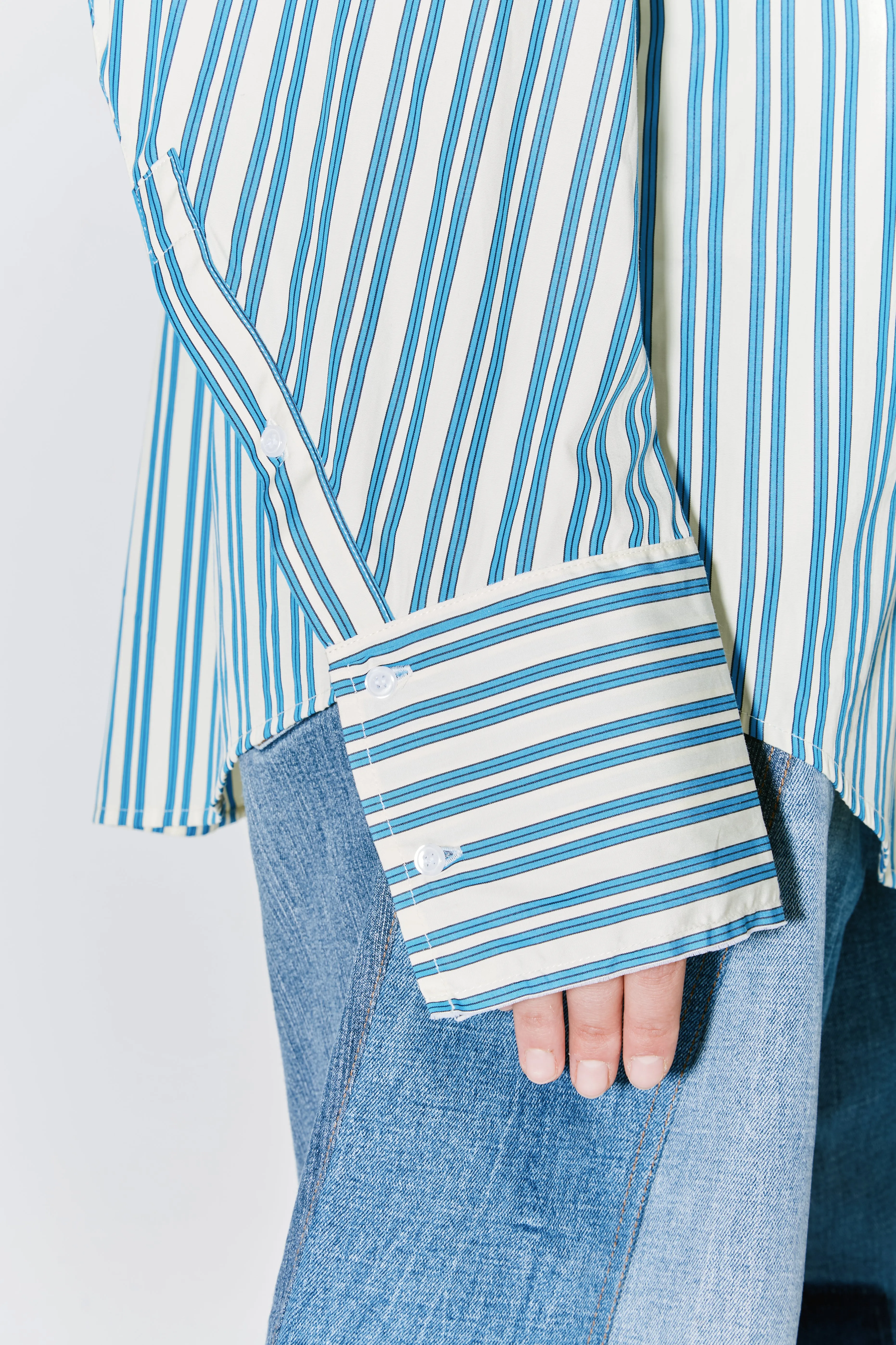 CHAIM shirt light yellow and blue stripes