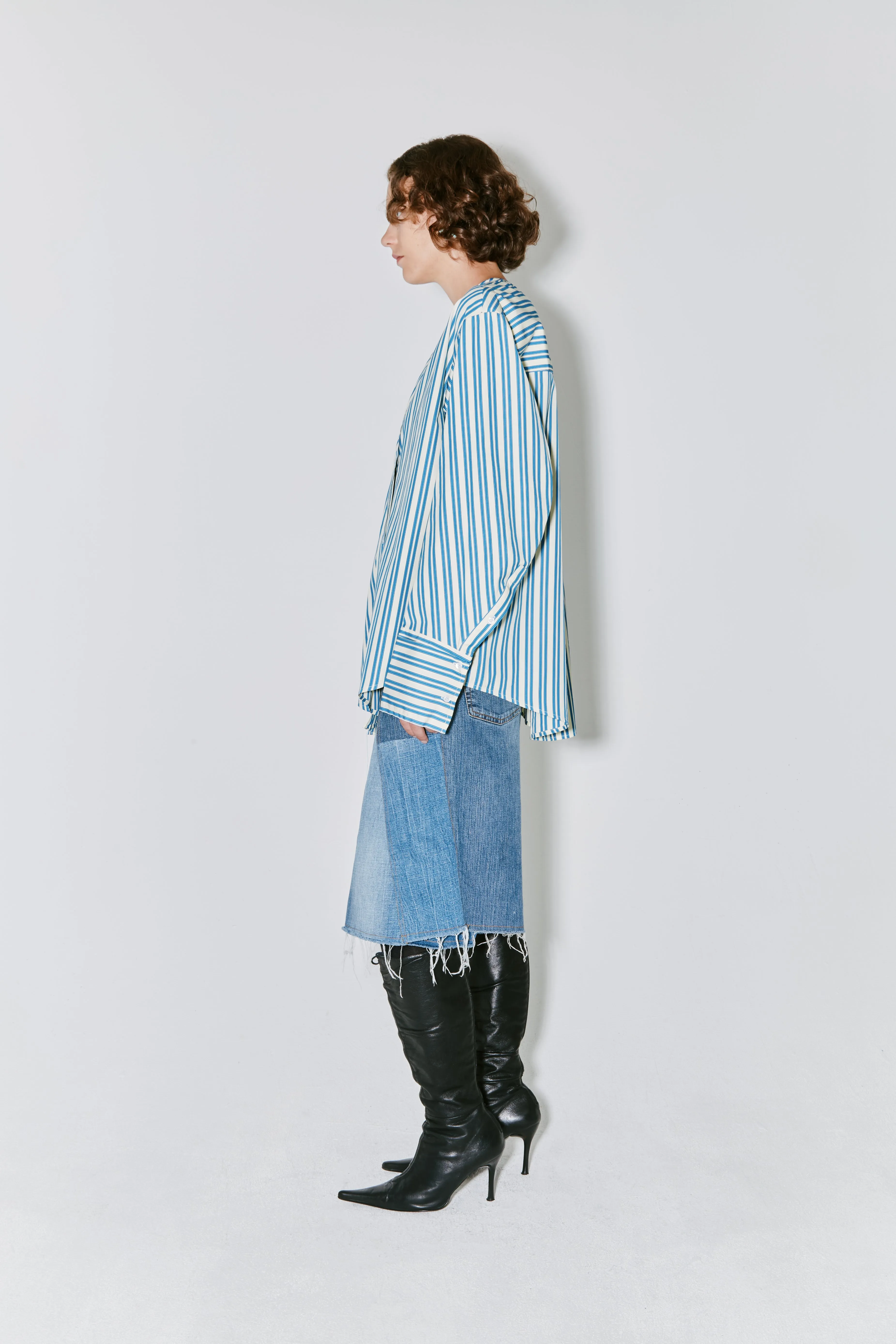 CHAIM shirt light yellow and blue stripes