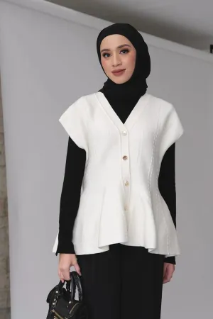 Cheer Vest - Broken White - Rompi Rajut Wanita Bahan Knit