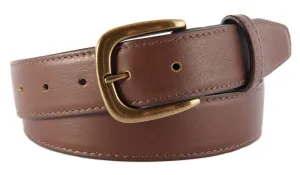 Coffee Brown Smooth Leather Belt, Hudson Buckle (Antique Brass)