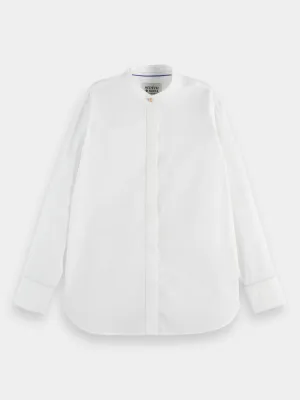 Collarless relaxed fit shirt