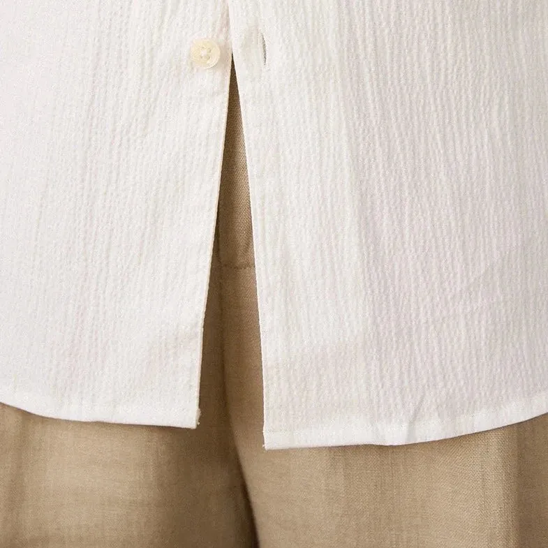 Cuban collar relaxed fit elegant shirt