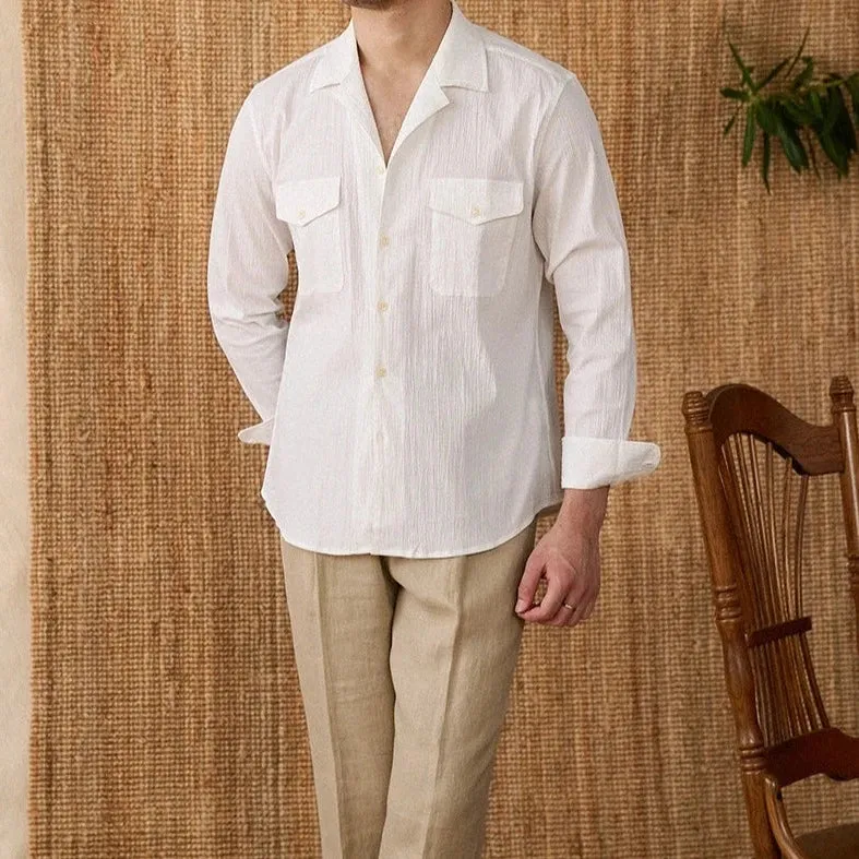 Cuban collar relaxed fit elegant shirt
