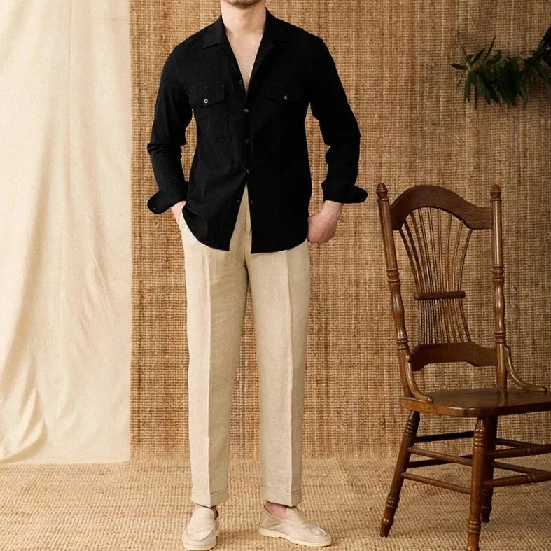 Cuban collar relaxed fit elegant shirt