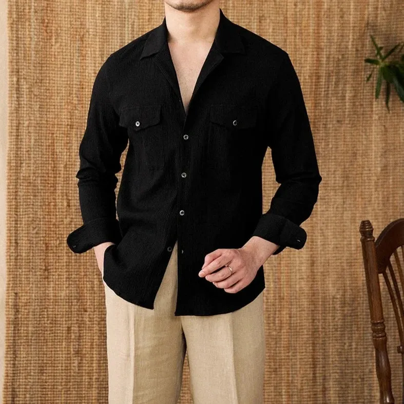 Cuban collar relaxed fit elegant shirt